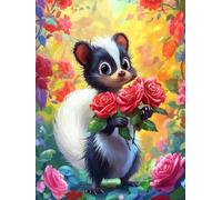 WEISHIWE Fleurs et moufette Peinture Numero Adulte Kits, 60x80cm m-401