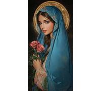 WEISHIWE Grande Taille Diamond Painting Adulte, 5D DIY Broderie Diamant Kit Complet La Sainte Vierge rose, Peinture Diamant Artisanat Strass Point de Croix Painting, Décor Intérieur 100x200 cm x-692