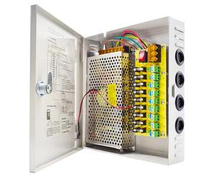 Weishuo Alimentation 12V 10A 9 Canaux, Boîtier d'alimentation Distribuée CCTV pour Caméra de Surveillance, Adaptateur 120W avec Protection, Montage Mural