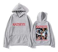 WEISSYO Sweatshirt Hip Hop Style Manches Longues Ka-TSE-ye Merch 2D Double Face Imprimé Sweat À Capuche Neutral Rue Mode Harajuku Rétro Sweatshirt pour Hommes Femmes Cosplay-Grey||4X_l