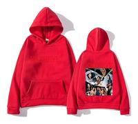 WEISSYO Sweatshirt Hip Hop Style Manches Longues Ka-TSE-ye Merch 2D Double Face Imprimé Sweat À Capuche Neutral Rue Mode Harajuku Rétro Sweatshirt pour Hommes Femmes Cosplay-Red||m