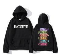WEISSYO Sweatshirt Neutral Rue Mode Harajuku Rétro Sweatshirt Ka-TSE-ye Merch 2D Double Face Imprimé Sweat À Capuche Hip Hop Style Manches Longues pour Hommes Femmes Cosplay-Black||m
