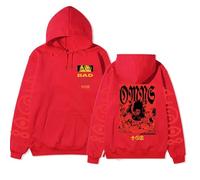 WEISSYO Sweatshirt pour Homme Sweat À Capuche Neutral Rue Mode Harajuku Rétro Sweatshirt Bad Band Omens Merch 2D Double Face Imprimé Sweat À Capuche Pocket Drawstring À Manches Longues-Red||x_l