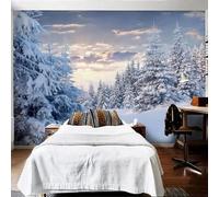 WEITAOSM Mural 3D con paisaje natural de pino y jungla con escena de nieve blanca, ideal para dormitorio, sala de estar y comedor (PVC autoadhesivo).