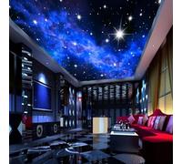 WEITAOSM Mural 3D de cielo azul con estrellas, paisaje natural nocturno, decoración de pared para techo de hotel o sala de estar (PVC autoadhesivo)