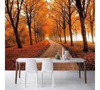 WEITAOSM Mural 3D de paisaje natural con árboles de jungla y hojas amarillas caídas, ideal para sala de estar, dormitorio, restaurante, decoración del hogar (PVC autoadhesivo)