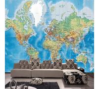 WEITAOSM Mural de mapa del mundo moderno en 3D HD para sala de estar, dormitorio, estudio, habitación infantil, aula (PVC autoadhesivo)