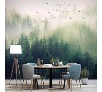 WEITAOSM Mural de pared 3D estilo chino pintado a mano con nubes, pinos y pájaros, para dormitorio, sala de estar, estudio, papel tapiz artístico (PVC autoadhesivo)