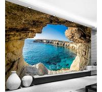 WEITAOSM Mural moderno con paisaje natural de agua de mar y vista de cueva para sala de estar, dormitorio, habitación infantil, sala de estudio, decoración artística de superficie (PVC autoadhesivo)