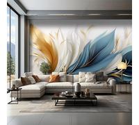 WEITAOSM Murales creativos con patrón abstracto de plumas de colores, adecuados para dormitorio, sala de estar, sofá, fondo de pared (PVC autoadhesivo).