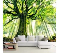 WEITAOSM Murales de paisaje natural de jungla con árboles grandes verdes en 3D, ideales para sala de estar, sofá, dormitorio, estudio (PVC autoadhesivo).