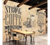 WEITAOSM Papel pintado artístico con cita de máquina de café retro europea, mural creativo para restaurante y cafetería (PVC autoadhesivo)