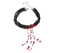 WEITAPYT Collier Perles Sang, Collier Perle Sanglante, Colliers Goutte Sang, Blood Necklace, Colliers Gothique Multicouche en Perles d'Imitation GouttesSang, Accessoires pour Vampires Halloween (C)