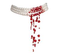 WEITAPYT Collier Perles Sang, Collier Perle Sanglante, Colliers Goutte Sang, Blood Necklace, Colliers Gothique Multicouche en Perles d'Imitation GouttesSang, Accessoires pour Vampires Halloween (B)