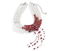 WEITAPYT Collier Perles Sang, Collier Perle Sanglante, Colliers Goutte Sang, Blood Necklace, Colliers Gothique Multicouche en Perles d'Imitation GouttesSang, Accessoires pour Vampires Halloween (A)