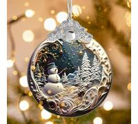 WEITAPYT Ornement de Crèche de Noël en Acrylique Décoration de Noel pour Sapin Rond Pendentif Décoratif de Voiture Souvenir Cadeau pour Femmes et Hommes (Type3)