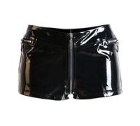 WEITING 2023 Automne Été Femmes Short en cuir noir Femmes Hip Hop Disco Mode tempérament Slim Court Sexy Zip Shorts-Noir, XXL