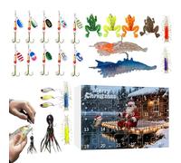 weiting 24 Jours De Pêche De Noël - Calendrier De L'Avent - Ensemble De Leurres De Pêche D'Avent,Pour Pêcheur Hommes Adolescents Papa Mari Ami Eau Douce Eau Salée Truite Bar Rivières Lacs Ruisseaux