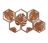 WEITING 6 stickers muraux hexagonaux en bois - Feuilles amovibles - Autocollants muraux hexagonaux - Épissure géométrique - Décoration murale en nid d'abeille