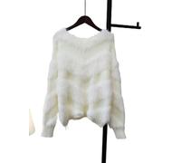WEITING Automne et Hiver Pull Hauts pour Femmes Style coréen Ample Minceur Doux et Doux Pull Pull-Blanc cassé-Taille Unique