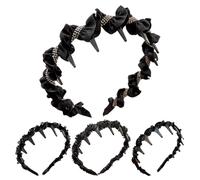 weiting Bandeau À Dents | Bandeau Perlé à Dents Crâne Haut Vintage - Lot de 4 Serre-tête pour Femmes Filles, Mariage Été Robes de Soirée Demoiselles d'Honneur Danseuses