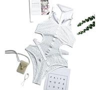 WEITING Body en maille filet de poisson pour femmes sexy gothique lingerie salopette creux corps sans manches haut en dentelle noire - Blanc, S