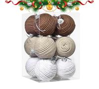 weiting Boules De Noël,12 Pièces Corde en Coton Fait Main Décor Rustique - Décoration De Sapin De Noël Style Ferme | pour Maison Chambre Chevet Couloir École Bureaux Anniversaire Dortoir