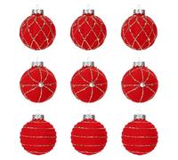 weiting Boules De Noël en Velours - Lot De 9 Pièces Élégant Et Doux,Boules Floquées Brillantes Ornements d'arbre,pour Arbre de Fêtes d'hiver Couronne Porte Fenêtre Guirlande Maison Fête
