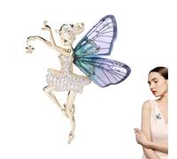 WEITING Broche fée en strass, broche en strass incrustés de zircons, filles dansantes avec ailes pour vêtements, broches brillantes, bijoux tendance, 1, Strass, strass