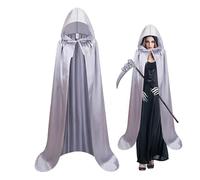 WEITING Cape à Capuche,150 cm Cape à Capuche pour Sorcière et Vampire d'Halloween - Robe Cosplay Corbeau Unisexe Longue pour Théâtre Sorcier Déguisement Mascarade Fêtes Médiévales