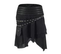 WEITING Ceinture de Poche en Cuir Jupe Victorienne Asymétrique Costume Steampunk pour Femme Cosplay Médiéval Jupe Gothique Vintage-Noir-XXL