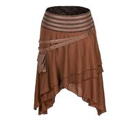 WEITING Ceinture de Poche en Cuir Jupe Victorienne Asymétrique Costume Steampunk pour Femme Cosplay Médiéval Jupe Gothique Vintage-Marron-XL