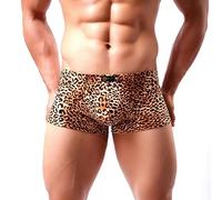 WEITING Chaud Sexy Hommes Léopard sous-Vêtements Imprimés Boxer Caleçons Troncs Style Sauvage Boxers Shorts Mâles Culottes -Jaune-L