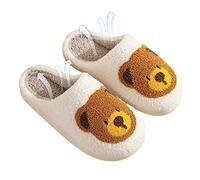 WEITING Chaussons mignons pour femme | Hiver Intérieur Ours Kawaii Chaussons Chaussons antidérapants floues pour couples, femmes, hommes, filles, garçons, intérieur et extérieur