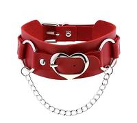 WEITING Collier ras du cou gothique en cuir avec cœur pour fille - Rouge