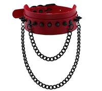 WEITING Collier ras du cou punk en métal noir avec pampilles rouges - Lanière de cou sexy à pointes - Collier pour homme et femme - Y2K Jeweley Gift-P074 - Rouge