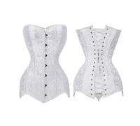 WEITING Corset de mariée blanc long torse taille formation Corset Lingrie Bones Overbust sablier Body Shaper Corset Taille XS-6XL -Blanc-4XL