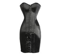 WEITING Corset sexy bustier haut gothique amincissant corset robe long torse os en acier surpoitrine courbe galbant corps galbant grande taille - noir, XXL
