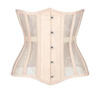 WEITING Corset sexy en dentelle respirante à motif floral pour femme - Corset gothique pour le bas du buste - Gaine amincissante - Grande taille - Beige - XS