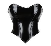 WEITING Corset sexy pour femme - Style urbain d'été - En cuir synthétique - Fermeture éclair - Sans manches - Épaules dénudées - Dos nu - Noir - XL