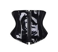 WEITING Corsets et Corsets Amincissants Gothiques pour Femmes Lingerie Sexy PVC Noir façonnant la Taille Corset à Fermeture éclair Steampunk sous Le Buste-Noir-S