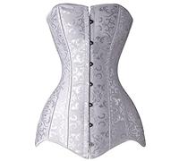 WEITING Corsets sexy pour femmes, bustier, top, gothique, corset sur la poitrine, bustier, long torse, os en acier, amincissant, gainant, grande taille, blanc, L