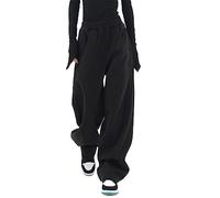 WEITING Couleur Unie Pantalon Femmes Taille Haute Pantalons de survêtement Harajuku Ample Jambe Large Pantalon Droit Dames 2023 Automne Hiver Vintage Basique