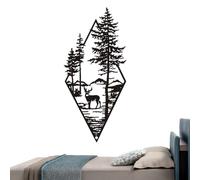 WEITING Décor de cerf en métal, Art Mural d'arbre en métal | Art Mural en métal | Panneau de Chasse en forêt Rustique en métal, décor de cerf, pour Salon, Chambre à Coucher, Salle de Bain, intérieur