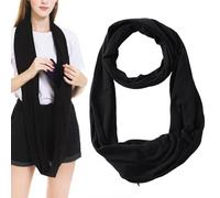 WEITING Écharpe à Poche,Foulard Cervical Avec Poche à Fermeture Éclair | Châle Léger De Rangement Accessoire Mode Pour Clés Téléphone Passeport