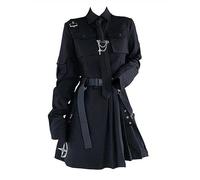WEITING Emo Gothique Cargo Chemise Costume Egirl Punk Chaîne Ruban Jupes Goth Robe Automne Streetwear Harajuku Noir Grunge Esthétique Vêtements-Chemise Jupe-M