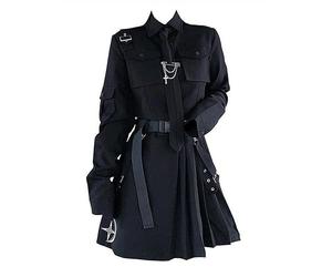 WEITING Emo Gothique Cargo Chemise Costume Egirl Punk Chaîne Ruban Jupes Goth Robe Automne Streetwear Harajuku Noir Grunge Esthétique Vêtements-Chemise Jupe-M