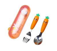 weiting Ensemble Fourchette et Cuillère pour Tout-Petits - Kit d'Ustensiles en Métal pour Bébé avec Boîte de Rangement pour Manger,Ustensiles D Alimentation Portable Pour Réunions Familiales Fêtes Et