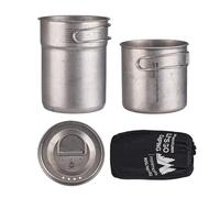 weiting Ensembles de Batterie de Cuisine pour Camping | Batterie de Cuisine Extérieur Acier Inoxydable Robuste | 2 Pièces Pot avec Poignée pour Bushcraft, Camping-Car, Aventure, Plage, Randonnée et