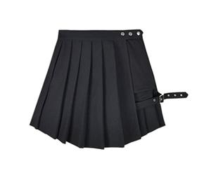 WEITING Été Nouvelle Jupe à Carreaux Jupe Femme Harajuku Gothique Noir Sexy Taille Haute Jupe plissée Punk Fille Jupe Plus short-704-1,L
